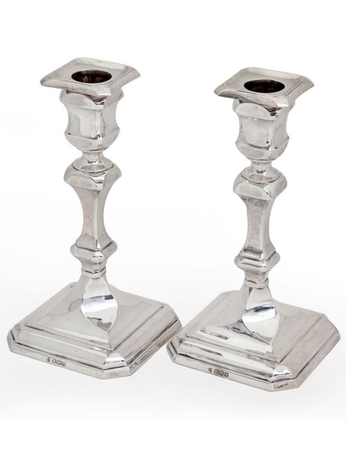 PAIR OF UNUSUAL DESIGN SILVER THOMAS BRADBURY CANDLE STICKS - ADDITIONAL PHOTO 1