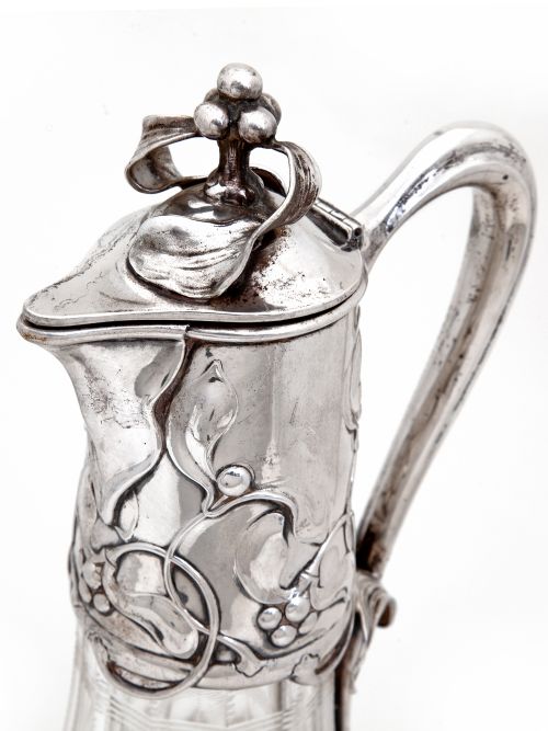 ART NOUVEAU 800 GRADE GERMAN SILVER CLARET JUG - ADDITIONAL PHOTO 2
