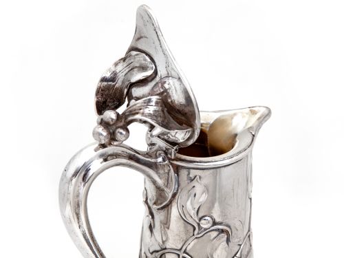 ART NOUVEAU 800 GRADE GERMAN SILVER CLARET JUG - ADDITIONAL PHOTO 4