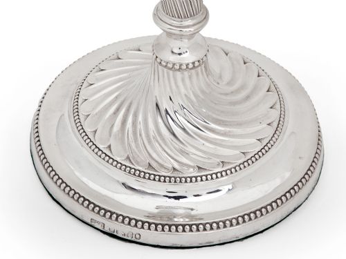 PAIR OF VICTORIAN SILVER CANDLESTICKS WITH A FLUTED SPIRAL FORM STEM AND BASE - ADDITIONAL PHOTO 2