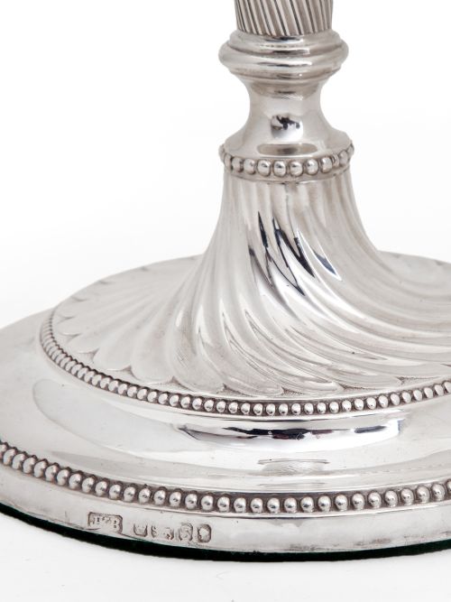 PAIR OF VICTORIAN SILVER CANDLESTICKS WITH A FLUTED SPIRAL FORM STEM AND BASE - ADDITIONAL PHOTO 3