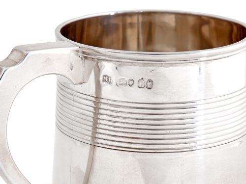 VICTORIAN SILVER PINT MUG WITH AN ENGRAVED LION FAMILY CREST - ADDITIONAL PHOTO 2