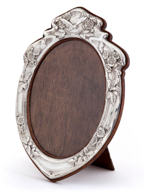 edwardian art nouveau silver mounted frame embossed with butterflies a dragonfly and flowers - CATEGORY: ANTIQUE SILVER - DATED 1900