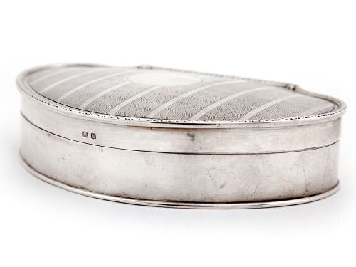 EDWARDIAN SILVER JEWELLERY OR TRINKET BOX WITH A STRIPED LEAF PATTERN ON THE HINGED LID - ADDITIONAL PHOTO 4