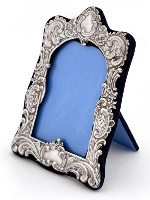 antique silver photo or picture frame with a floral scroll decoration - CATEGORY: ANTIQUE SILVER - DATED 1890