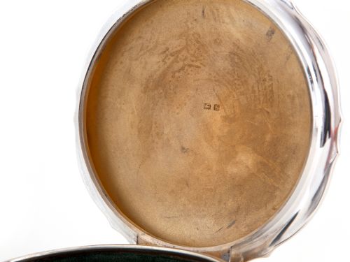 ANTIQUE SILVER JEWELLERY BOX IN A PLAIN CIRCULAR CHIPPENDALE FORM - ADDITIONAL PHOTO 2