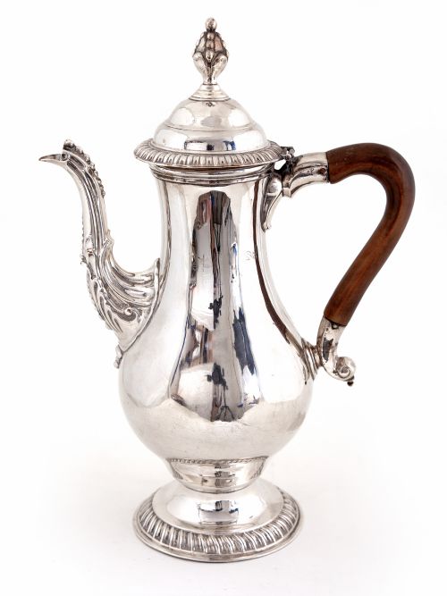 george iii old sheffield plate baluster shaped coffee pot - CATEGORY: ANTIQUE SILVER - DATED 1750