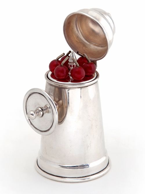 SILVER PLATED COCKTAIL PICK HOLDER IN THE SHAPE OF A FIRE EXTINGUISHER - ADDITIONAL PHOTO 1