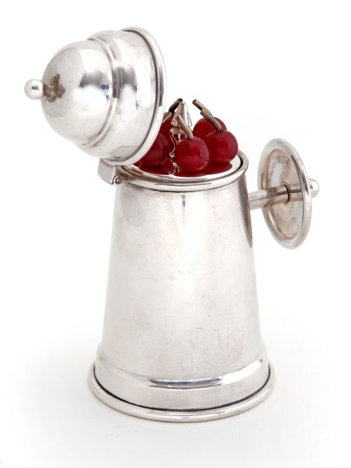 SILVER PLATED COCKTAIL PICK HOLDER IN THE SHAPE OF A FIRE EXTINGUISHER - ADDITIONAL PHOTO 3