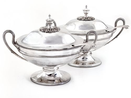pair of elkington co silver plated sauce tureens and ladles - CATEGORY: ANTIQUE SILVER - DATED 1880