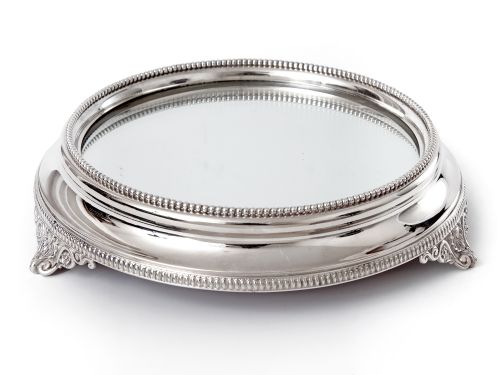 elegant antique silver plated mirror plateau cake stand - CATEGORY: ANTIQUE SILVER - DATED 1870