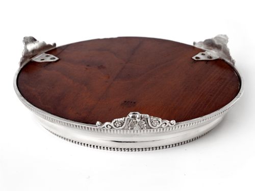 ELEGANT ANTIQUE SILVER PLATED MIRROR PLATEAU CAKE STAND - ADDITIONAL PHOTO 1