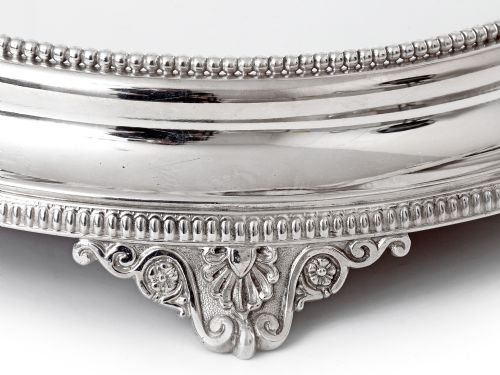 ELEGANT ANTIQUE SILVER PLATED MIRROR PLATEAU CAKE STAND - ADDITIONAL PHOTO 2