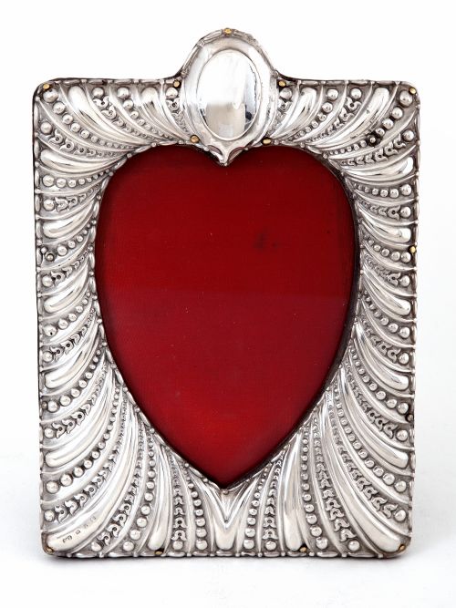 antique silver photo picture frame with a heart shaped window - CATEGORY: ANTIQUE SILVER - DATED 1890