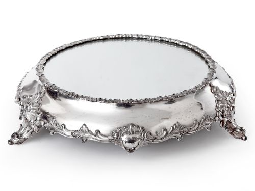 antique georgian old sheffield plate mirror plateau cake stand - CATEGORY: ANTIQUE SILVER - DATED 1800