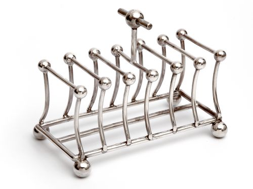 silver plated toast rack in the style of christopher dresser - CATEGORY: ANTIQUE SILVER - DATED 1890