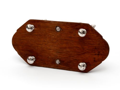 OAK AND SILVER PLATED TOAST RACK WITH TWO EGG CUPS - ADDITIONAL PHOTO 5