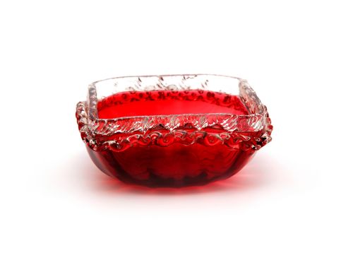 SILVER PLATED BASKET WITH A GRADUATED COLOUR CRANBERRY TO CLEAR GLASS LINER - ADDITIONAL PHOTO 4