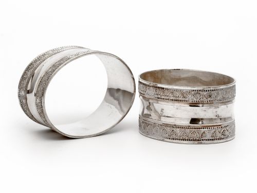 SIX NUMBERED OVAL VICTORIAN SILVER PLATED NAPKIN RINGS - ADDITIONAL PHOTO 3