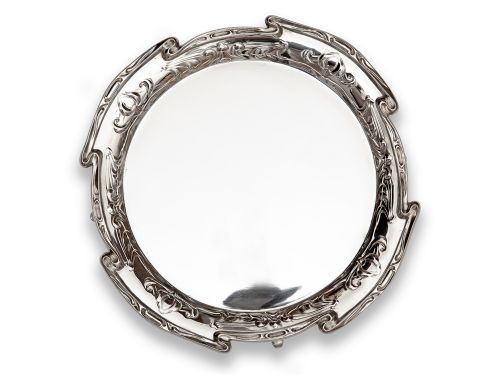 art nouveau style mappin webb 8 silver plated salver - CATEGORY: ANTIQUE SILVER - DATED 1900