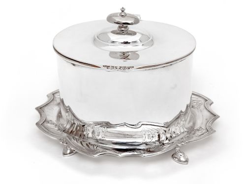 antique james deakin son oval silver plated biscuit box - CATEGORY: ANTIQUE SILVER - DATED 1890