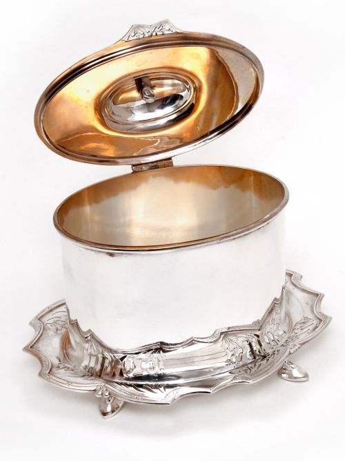 ANTIQUE JAMES DEAKIN SON OVAL SILVER PLATED BISCUIT BOX - ADDITIONAL PHOTO 2