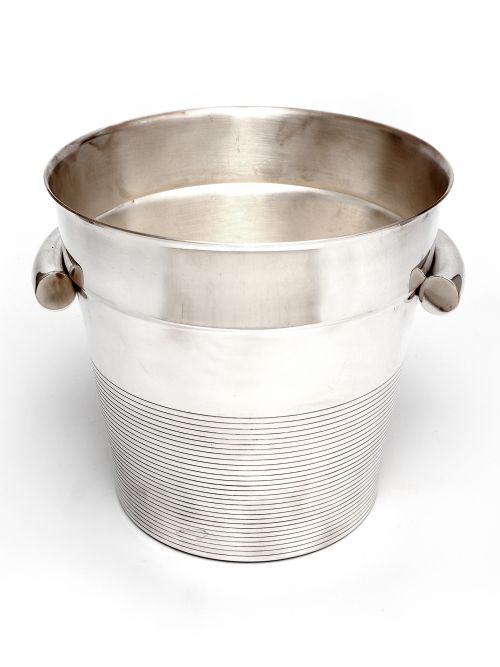 large french art deco style silver plated ice bucket - CATEGORY: ANTIQUE SILVER - DATED 1940