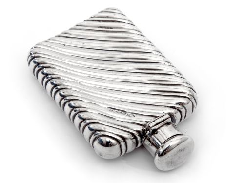 VICTORIAN SILVER SPIRAL EMBOSSED HIP FLASK - ADDITIONAL PHOTO 1