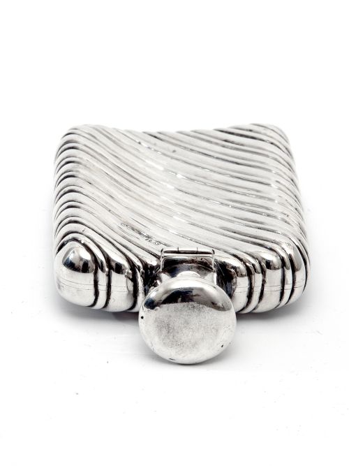 VICTORIAN SILVER SPIRAL EMBOSSED HIP FLASK - ADDITIONAL PHOTO 2