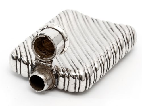 VICTORIAN SILVER SPIRAL EMBOSSED HIP FLASK - ADDITIONAL PHOTO 3