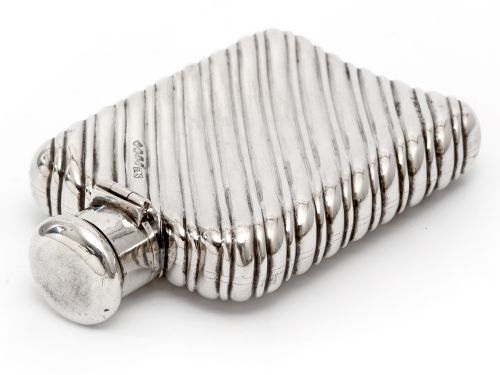 VICTORIAN SILVER SPIRAL EMBOSSED HIP FLASK - ADDITIONAL PHOTO 4