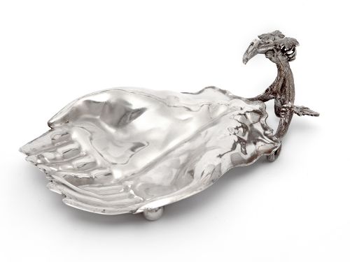 VICTORIAN SILVER PLATED CUPPED HANDS DISH WITH REMOVABLE FROSTED GLASS LINER - ADDITIONAL PHOTO 1