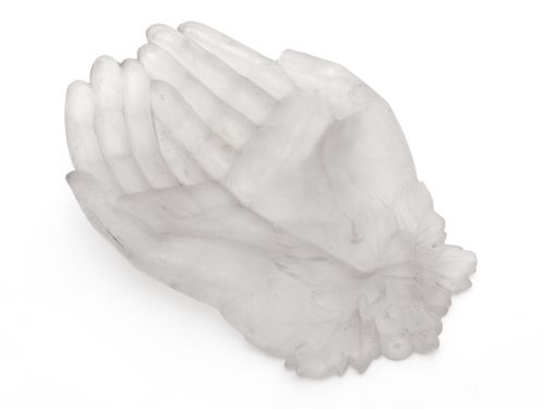 VICTORIAN SILVER PLATED CUPPED HANDS DISH WITH REMOVABLE FROSTED GLASS LINER - ADDITIONAL PHOTO 2