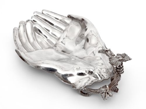 VICTORIAN SILVER PLATED CUPPED HANDS DISH WITH REMOVABLE FROSTED GLASS LINER - ADDITIONAL PHOTO 5