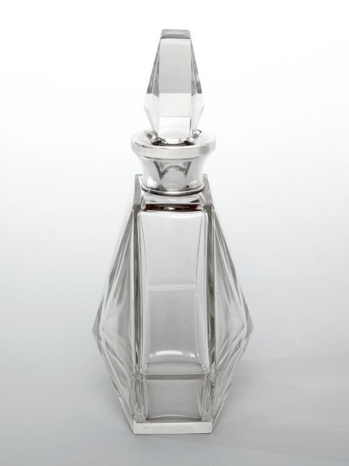 VINTAGE PLAIN ART DECO DECANTER WITH A CONTINENTAL SILVER COLLAR - ADDITIONAL PHOTO 2