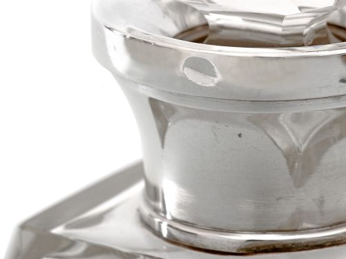 VINTAGE PLAIN ART DECO DECANTER WITH A CONTINENTAL SILVER COLLAR - ADDITIONAL PHOTO 4