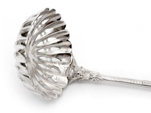 VICTORIAN SILVER PLATED SUGAR AND CREAM STAND WITH A SUGAR SIFTER AND CREAM LADLE - ADDITIONAL PHOTO 5