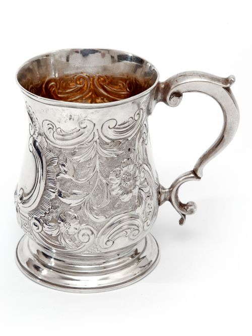 george iii silver baluster shape christening mug with a cast scroll handle - CATEGORY: ANTIQUE SILVER - DATED 1750