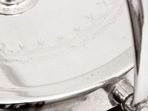 EDWARDIAN SILVER PLATE AND OAK BISCUIT BARREL OR ICE PAIL WITH FOUR CARVED SHIELDS - ADDITIONAL PHOTO 3