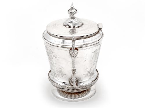 UNUSUAL SHAPED SILVER PLATED BARREL WITH CAST GARGOYLE STYLE HANDLES - ADDITIONAL PHOTO 1
