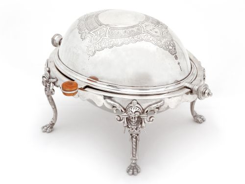 JAMES DIXON SON SILVER PLATED OVAL REVOLVING BUTTER DISH - ADDITIONAL PHOTO 1