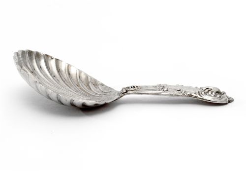 VICTORIAN SILVER TEA CADDY SPOON WITH A CIRCULAR SCALLOPED FLUTED BOWL - ADDITIONAL PHOTO 2