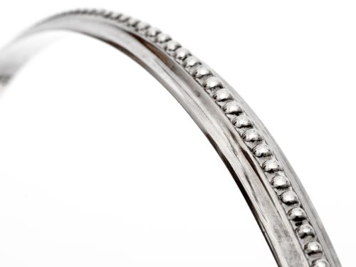 ANTIQUE SILVER PLATED CIRCULAR BASKET WITH A BEADED BORDER AND SWING HANDLE - ADDITIONAL PHOTO 4