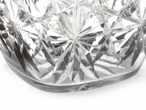 UNUSUAL SHAPE ANTIQUE SILVER PLATED CUT GLASS BISCUIT BARREL - ADDITIONAL PHOTO 3