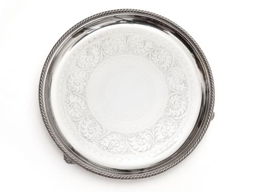 elkington co silver plated 12 salver with a rope style border - CATEGORY: ANTIQUE SILVER - DATED 1890