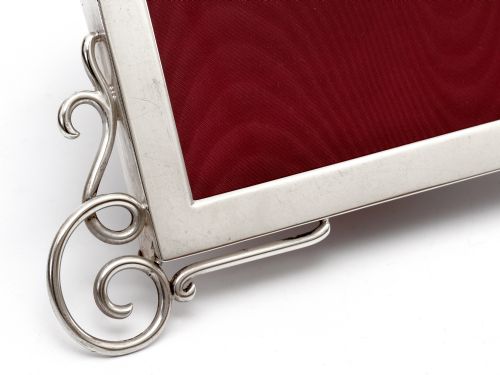 EDWARDIAN SILVER PICTURE PHOTO FRAME WITH A PLAIN MOUNT AND THICK GAUGE APPLIED SCROLLING - ADDITIONAL PHOTO 2
