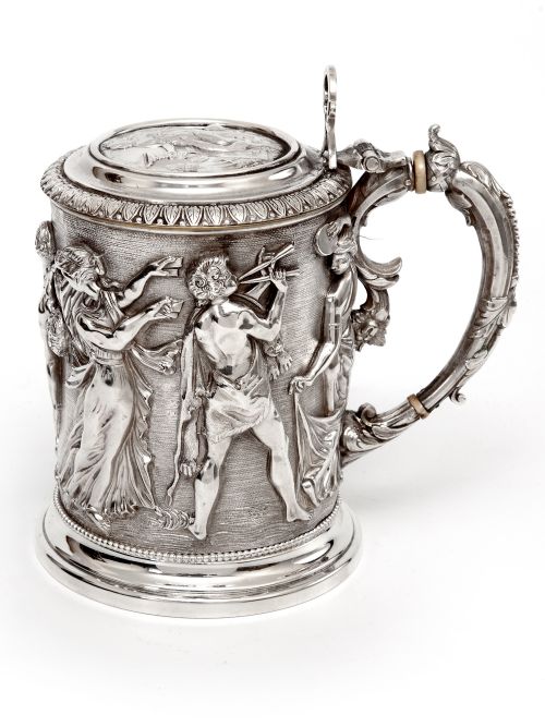 ornate victorian electro formed silver plated lidded tankard - CATEGORY: ANTIQUE SILVER - DATED 1880