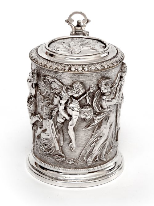 ORNATE VICTORIAN ELECTRO FORMED SILVER PLATED LIDDED TANKARD - ADDITIONAL PHOTO 1