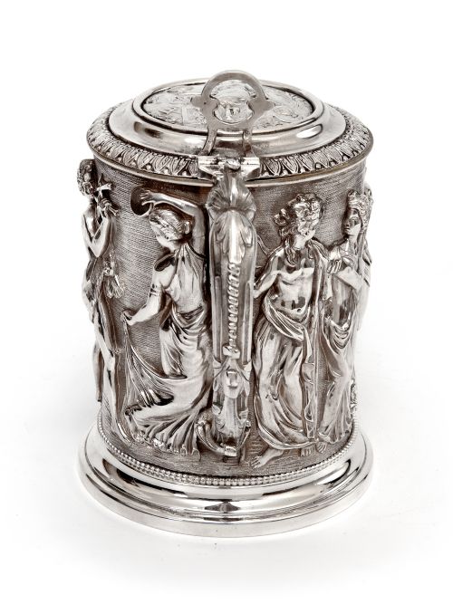 ORNATE VICTORIAN ELECTRO FORMED SILVER PLATED LIDDED TANKARD - ADDITIONAL PHOTO 2