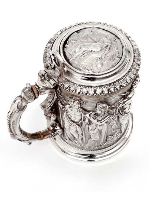 ORNATE VICTORIAN ELECTRO FORMED SILVER PLATED LIDDED TANKARD - ADDITIONAL PHOTO 3